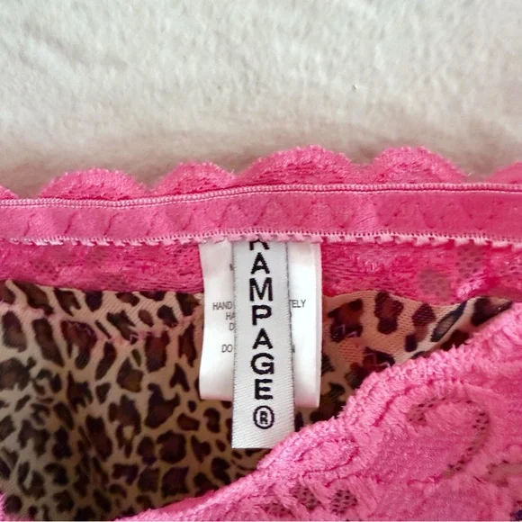SOLD Y2K Rampage Leopard Print Mesh Cami Top With Pink Lace Trim Size L - Picture 3 of 5